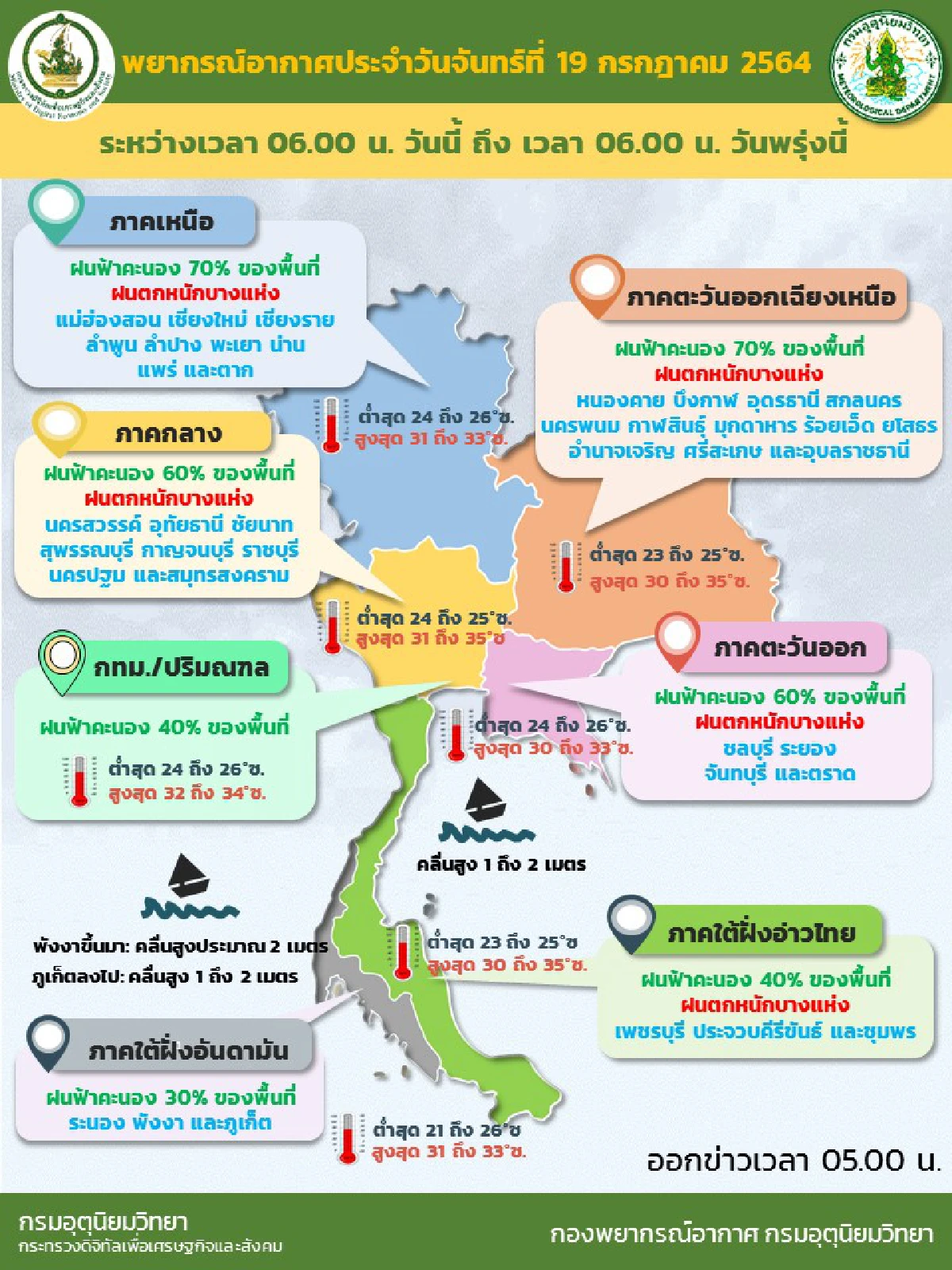 ไทยมีฝนฟ้าคะนอง30-70%ของพื้นที่ หลายภาคตกหนักบางแห่ง