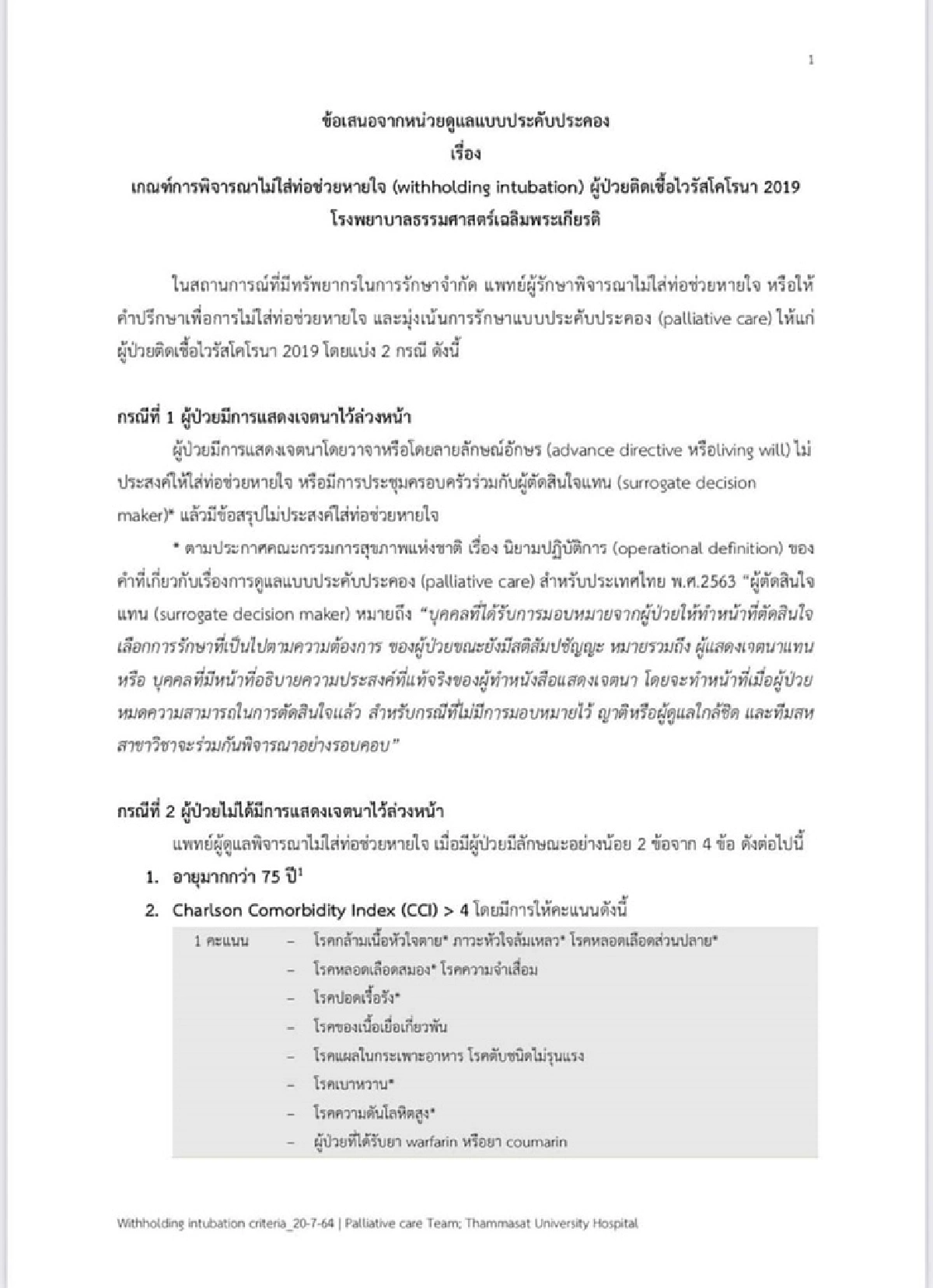 วิกฤต! รพ.ธรรมศาสตร์ฯ ออกหลักเกณฑ์พิจารณา ไม่ใส่ "ท่อช่วยหายใจ" ผู้ป่วยโควิด
