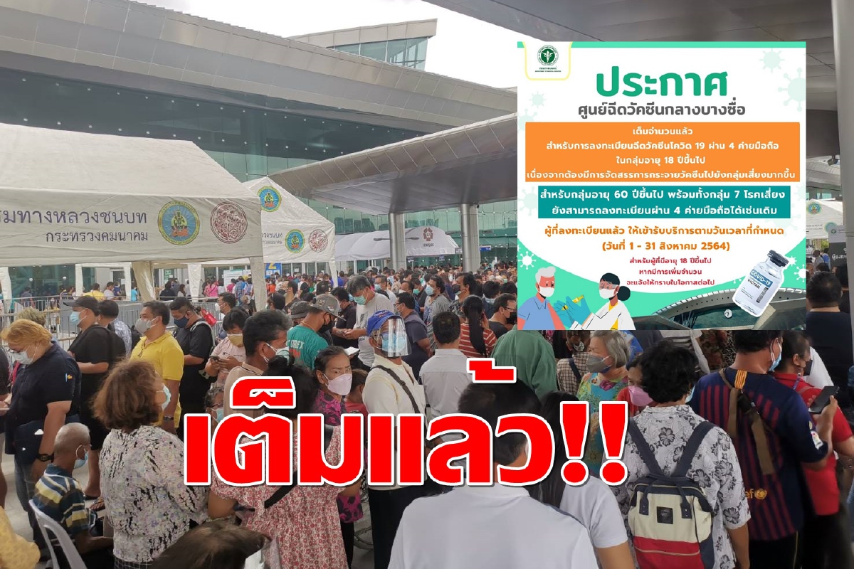 สธ.ประกาศวัคซีนโควต้าบุคคลอายุ18ปีขึ้นไปเต็มแล้ว สธ.ประกาศวัคซีนโควต้าบุคคลอายุ18ปีขึ้นไปเต็มแล้ว