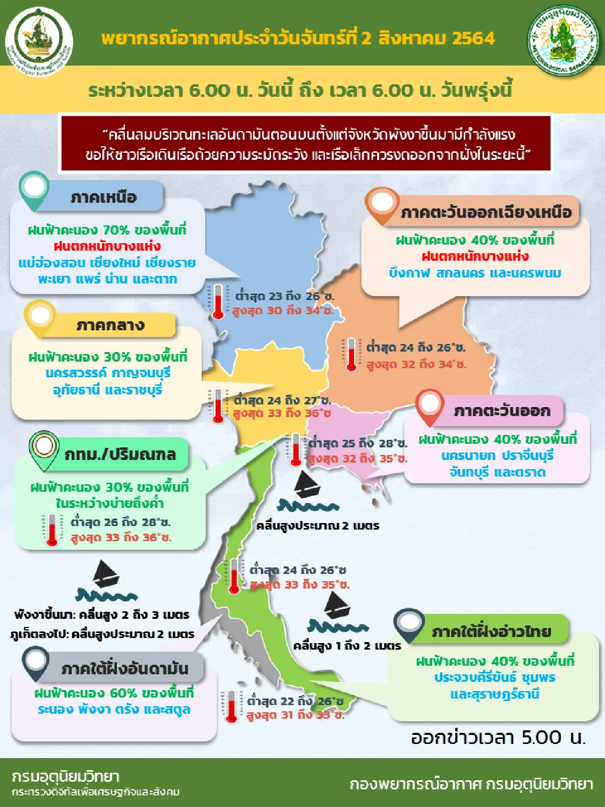 อุตุฯเตือนภาคเหนือ-อีสานมีฝนตกหนักบางแห่ง