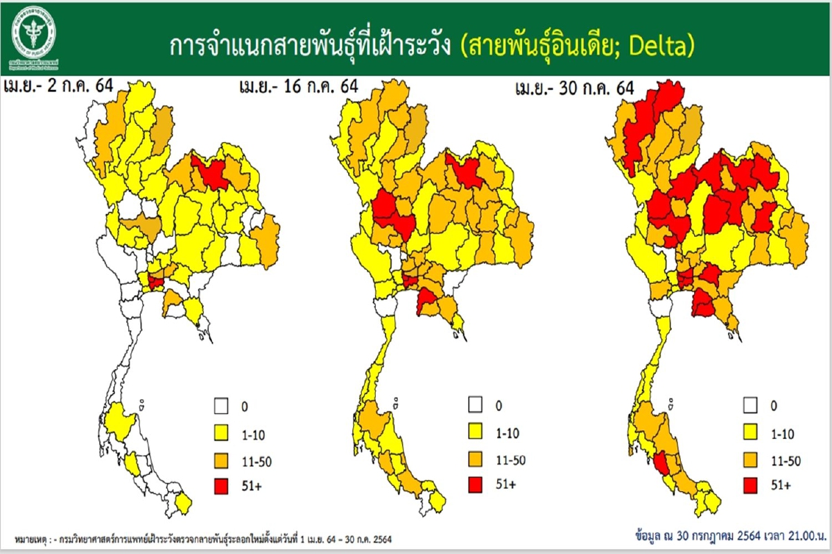 เปิดผลเฝ้าระวังสายพันธุ์โควิด "เดลตา"กระจายทั่วไทยแล้ว เปิดผลเฝ้าระวังสายพันธุ์โควิด "เดลตา"กระจายทั่วไทยแล้ว