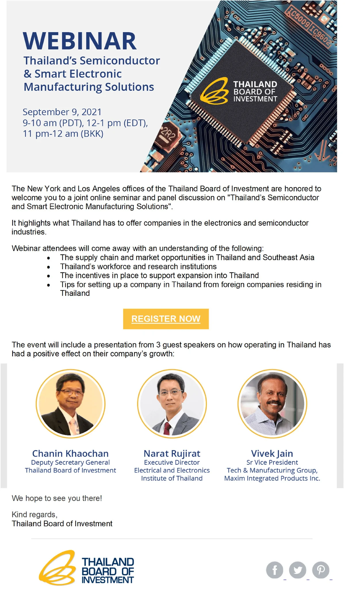 บีโอไอ อเมริกา เชิญร่วมงานสัมมนาออนไลน์ “Thailand’s Semiconductor and Smart Electronic Manufacturing Solutions”