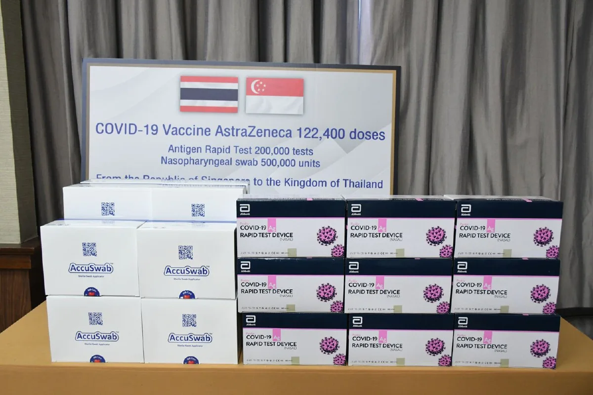 สิงคโปร์มอบวัคซีนแอสตร้า-ชุดตรวจโควิดให้ไทย