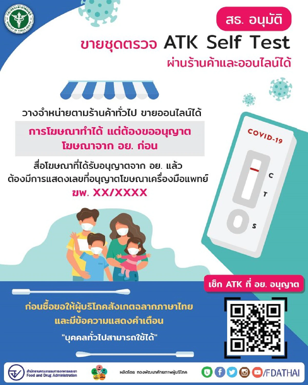 สธ.ไฟเขียวขายชุดตรวจ ATK Self Test ผ่านร้านค้า-ออนไลน์ได้