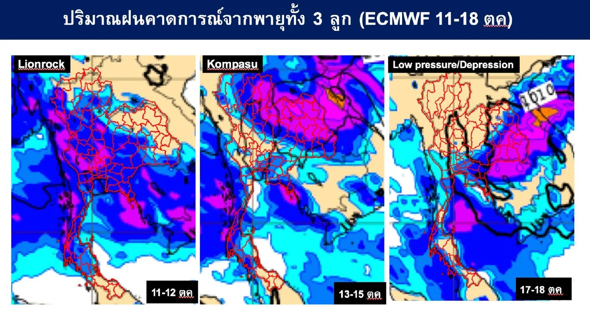 เตือน"พื้นที่เสี่ยง"จากพายุ3ลูกช่วง11-18ต.ค.นี้