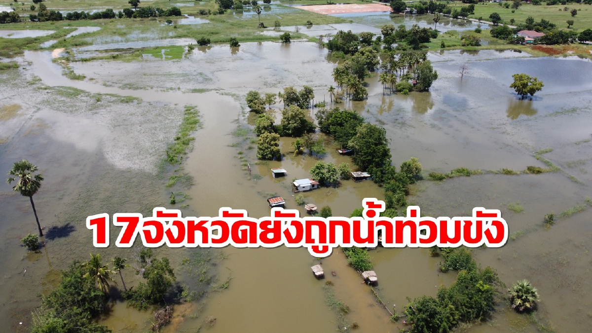 ปภ.รายงานพื้นที่ลุ่มต่ำ 17 จังหวัดยังระทมน้ำท่วมจากพิษฝนตกหนัก ปภ.รายงานพื้นที่ลุ่มต่ำ 17 จังหวัดยังระทมน้ำท่วมจากพิษฝนตกหนัก