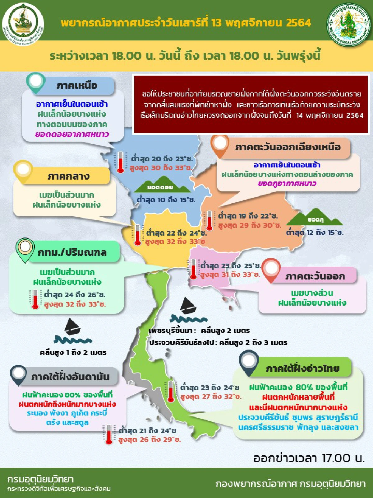 เหนือ-อีสานอากาศเย็น ภาคใต้ฝนตกหนักหลายจังหวัด