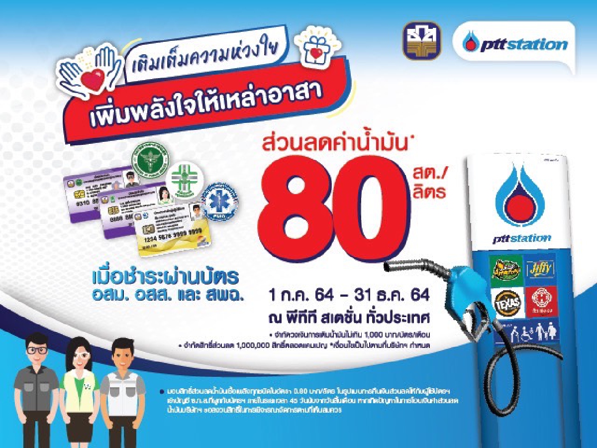 ธ.ก.ส. - โออาร์ ขยายเวลามอบส่วนลดเติมน้ำมัน ให้อสม. อสส. และ สพฉ. ธ.ก.ส. - โออาร์ ขยายเวลามอบส่วนลดเติมน้ำมัน ให้อสม. อสส. และ สพฉ.