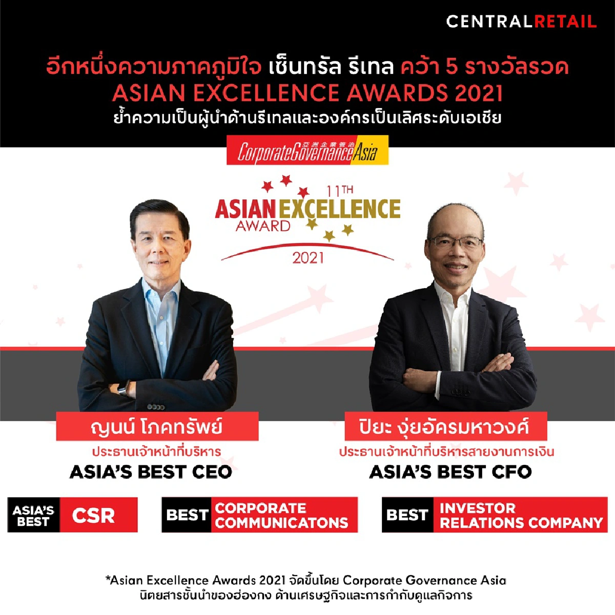 เซ็นทรัล รีเทล คว้า 5 รางวัลรวด Asian Excellence Awards 2021