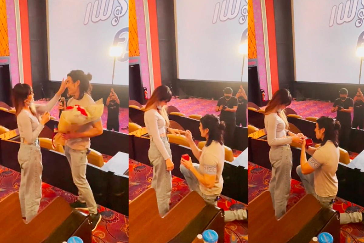 คำสาปถูกลบล้าง! "แนนนี่ เกิร์ลลี่เบอร์รี่" โดนแฟนทำเซอร์ไพรส์ปิดโรงหนังขอแต่งงาน 