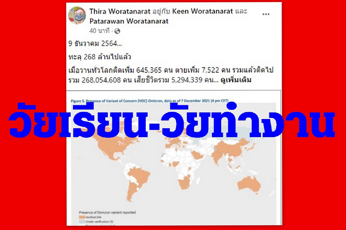 หมอธีระชี้"โอไมครอน"พุ่งเป้านักเรียน-วัยทำงาน หมอธีระชี้"โอไมครอน"พุ่งเป้านักเรียน-วัยทำงาน