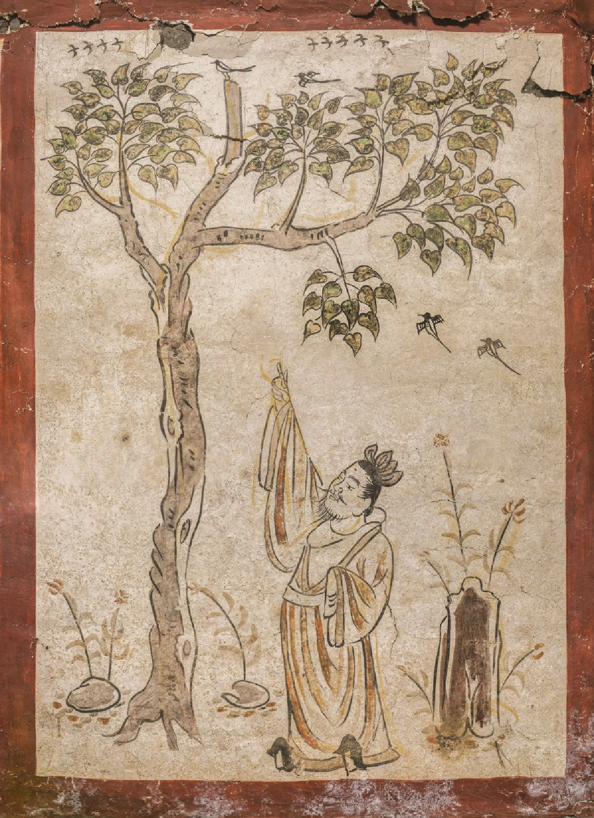 ซานซีคืนชีพภาพวาดฝาผนัง ‘ชู 2 นิ้ว’ จากหลุมศพยุคราชวงศ์ถัง