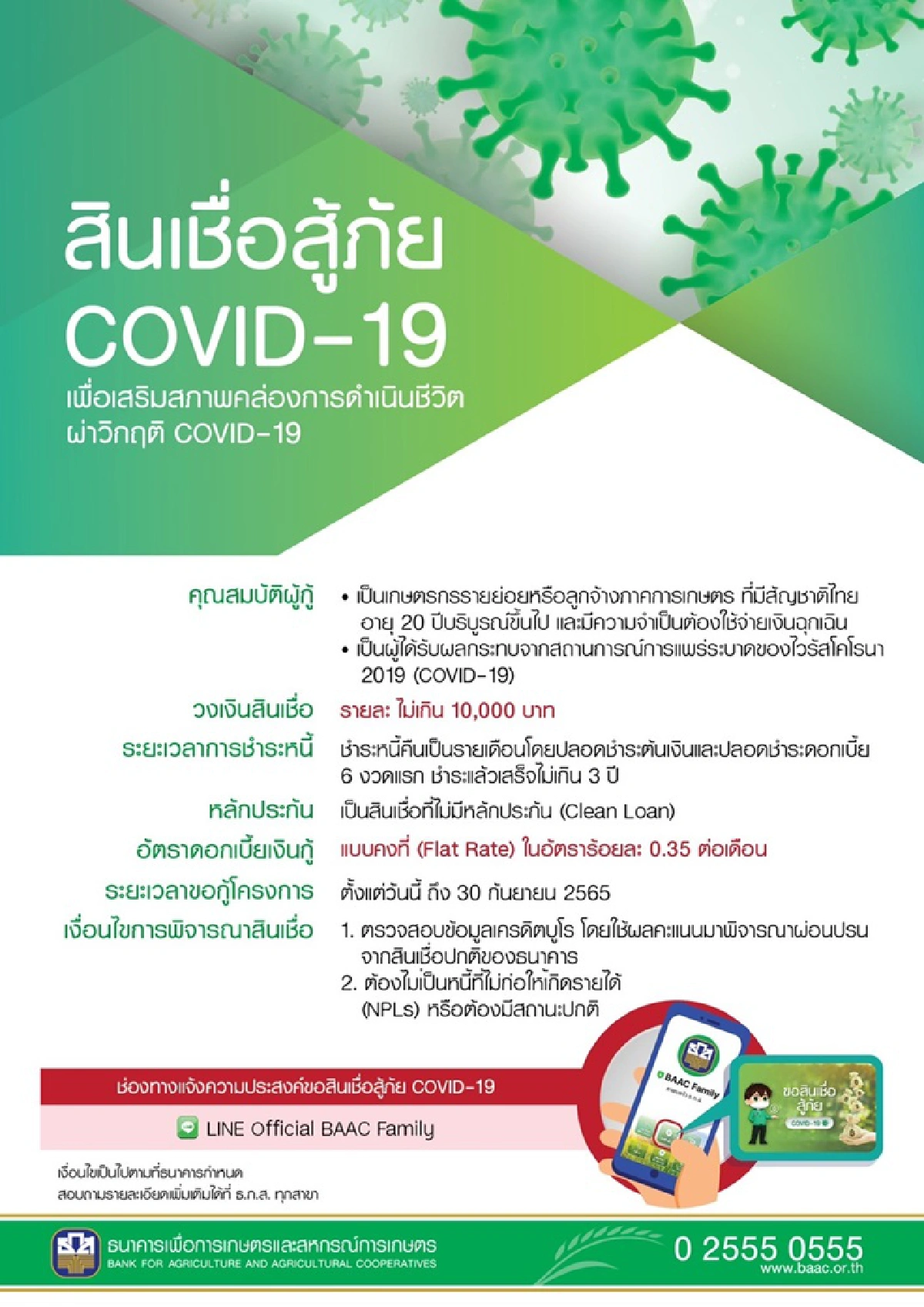 ธ.ก.ส. เติม 10,000 ล้านบาท เสริมสภาพคล่องเกษตรกรผ่านสินเชื่อสู้ภัย COVID-19