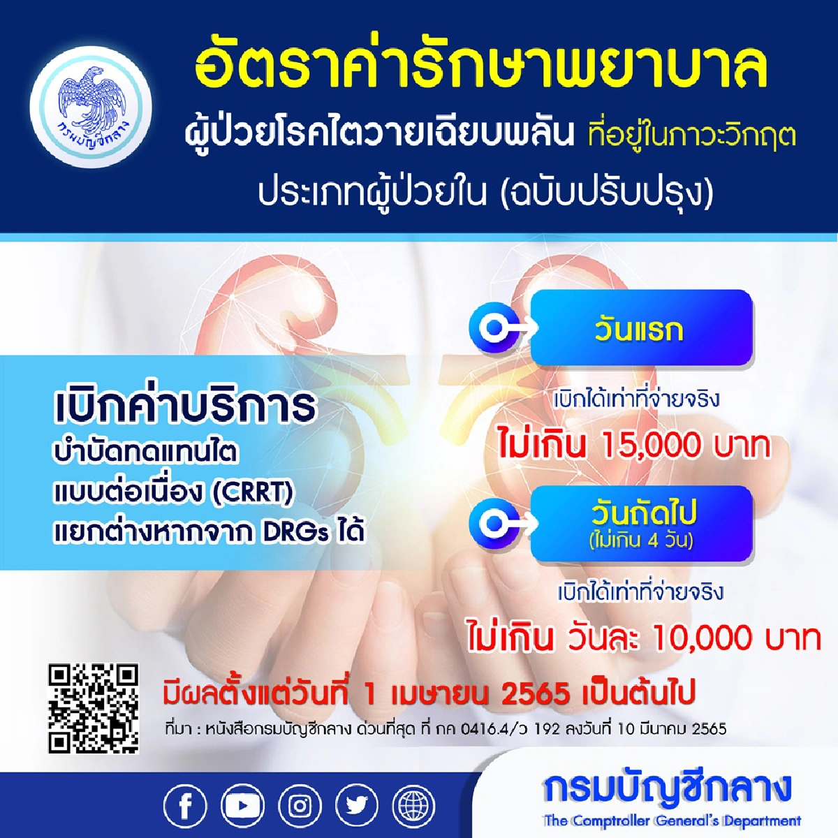 กรมบัญชีกลางปรับปรุงหลักเกณฑ์และอัตราค่ารักษาพยาบาล