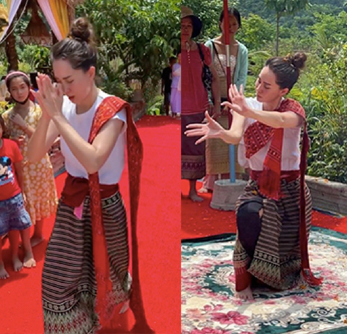 “นุ้ย สุจิรา” มีองค์ลง กลางพิธีรำบวงสรวงพญานาค ประเทศลาว