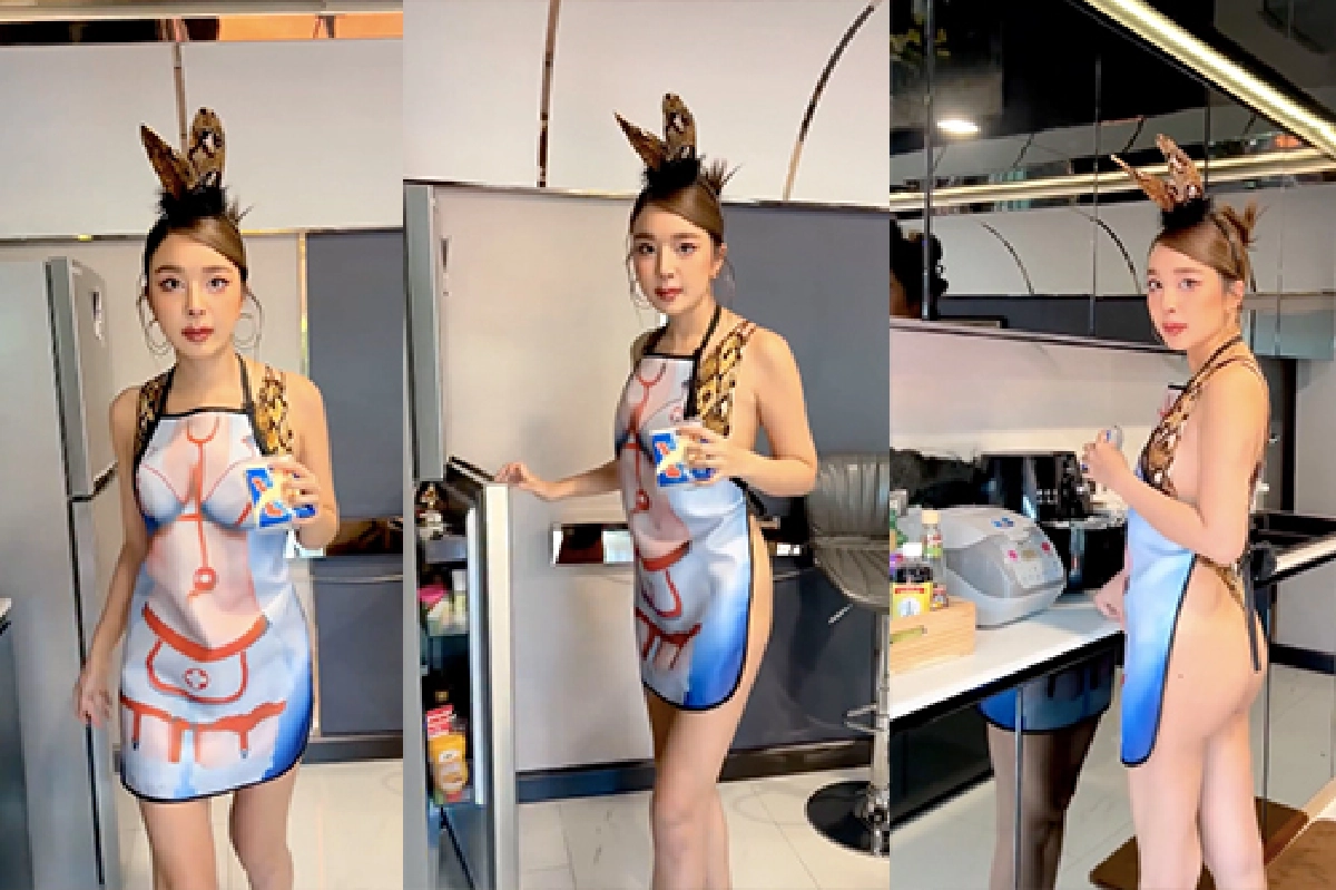 เกินปุยมุ้ย! “หญิงแย้” สวมบทแม่ครัวสุดแซ่บ หันหลังทีถึงกับซี้ดเลย