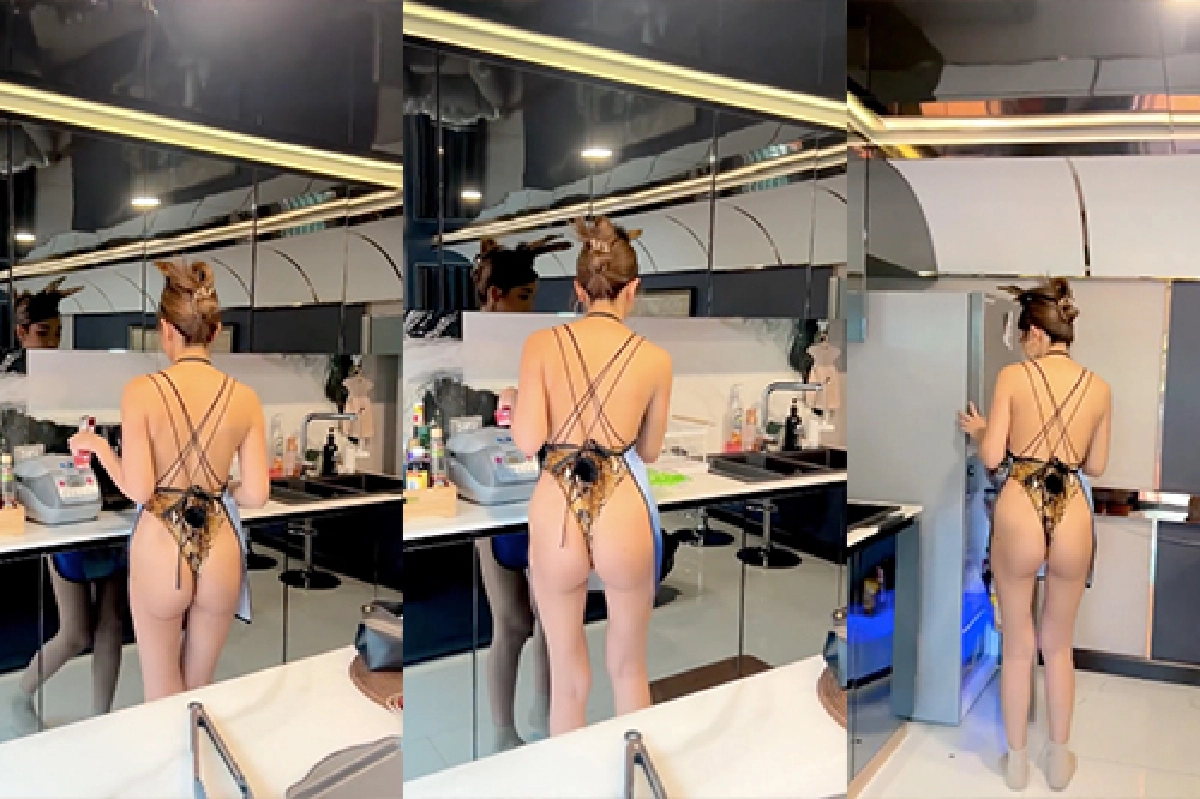 เกินปุยมุ้ย! “หญิงแย้” สวมบทแม่ครัวสุดแซ่บ หันหลังทีถึงกับซี้ดเลย