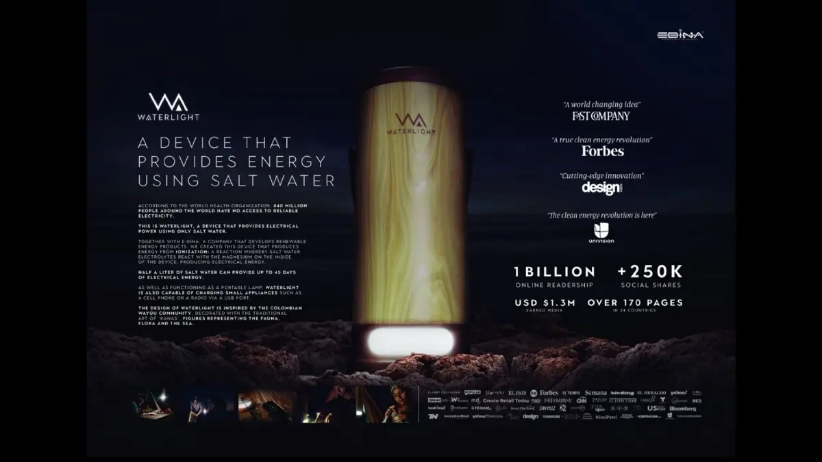 เปลี่ยนน้ำทะเลและปัสสาวะเป็นไฟฟ้าให้โคมไร้สาย