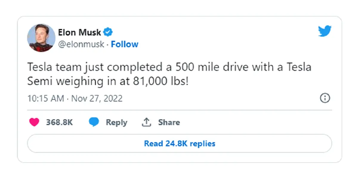 Tesla ตีตลาด ‘รถบรรทุกพลังงานไฟฟ้า’ ท่ามกลางข้อกังขาเรื่องแบตเตอรี่