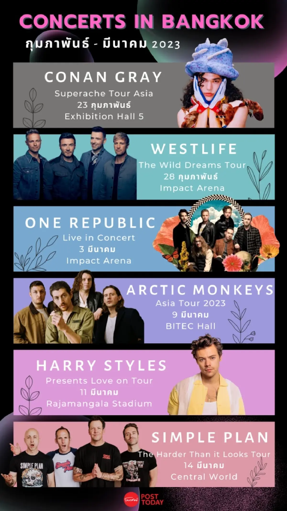 ตารางคอนเสิร์ตศิลปินต่างประเทศ กุมภา - มีนา 2023