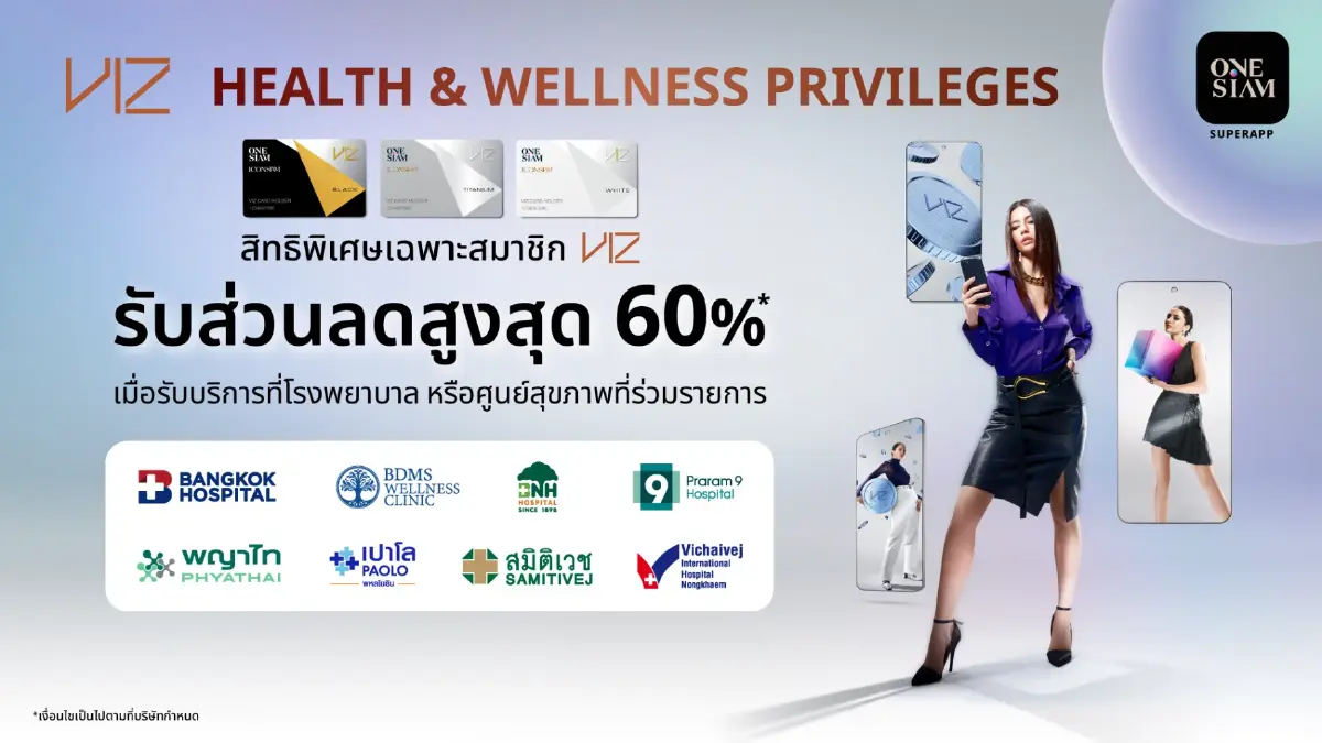 ONESIAM SuperApp ผนึก 8 รพ.ชั้นนำ  มอบสิทธิพิเศษสมาชิก VIZ ลดสูงสุด 60 %