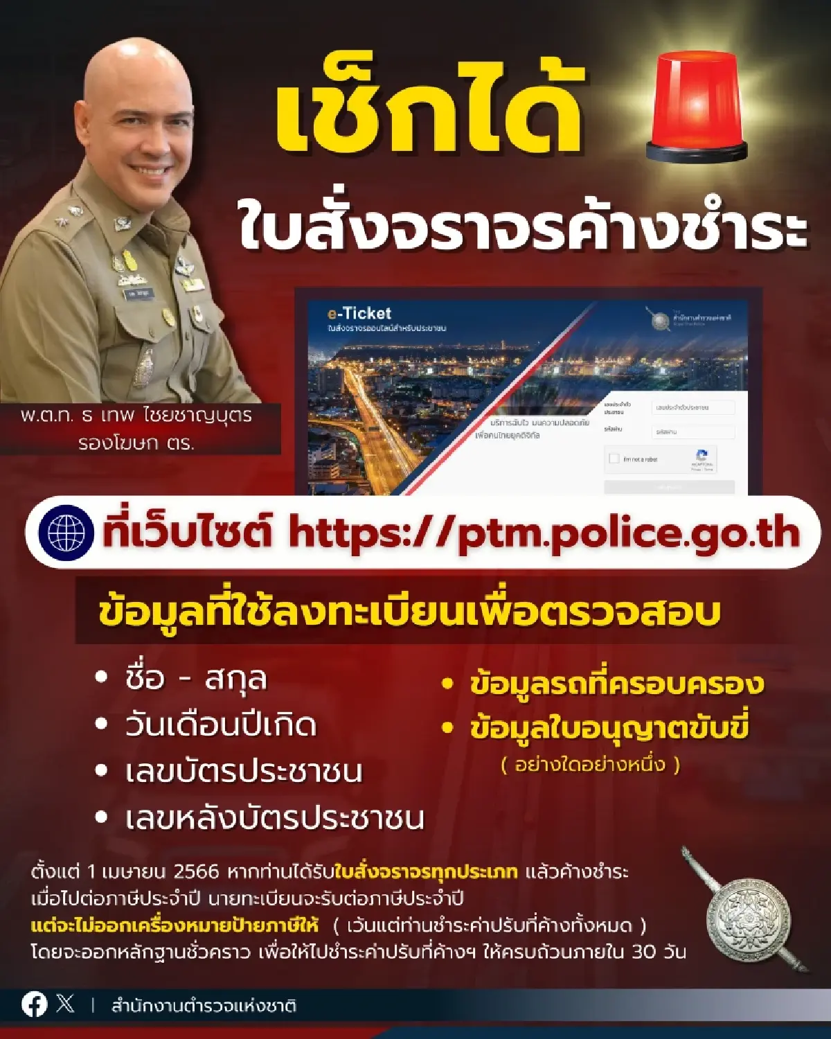 เช็กด่วน! มีใบสั่งจราจร(ค้างชำระ)หรือไม่? ระวังโดนโทษปรับเพิ่ม