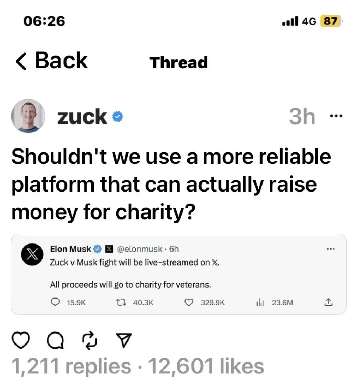 Musk ไม่เลิก พร้อมชกกับ Zuckerberg โดยถ่ายทอดสดทาง X