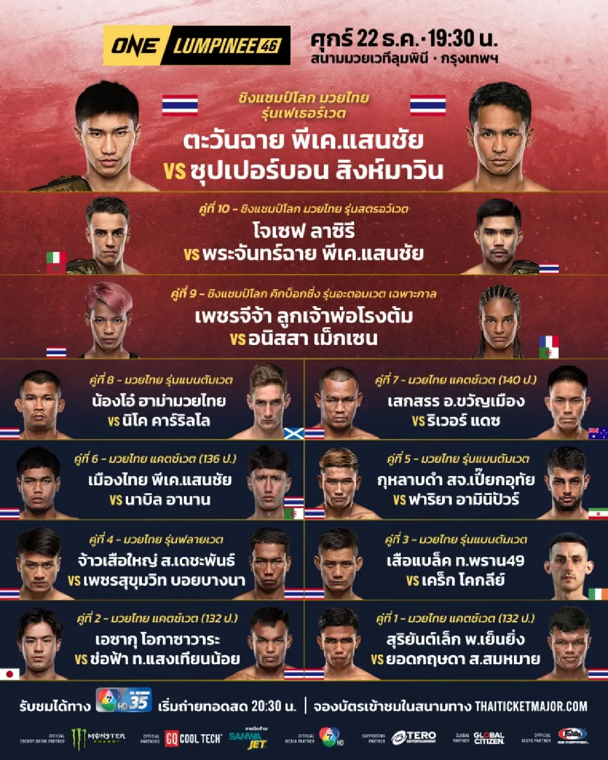 LIVE ! ถ่ายทอดสด มวย ONE ลุมพินี ไฟต์หยุดโลก ตะวันฉาย vs ซุปเปอร์บอน คืนนี้
