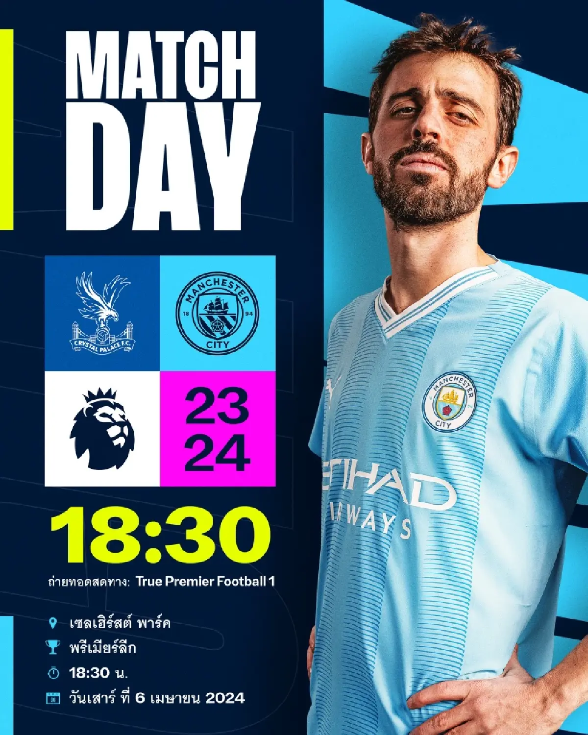 ถ่ายทอดสด วิเคราะบอลพรีเมียร์ลีก คริสตัล พาเลซ vs แมนซิตี้