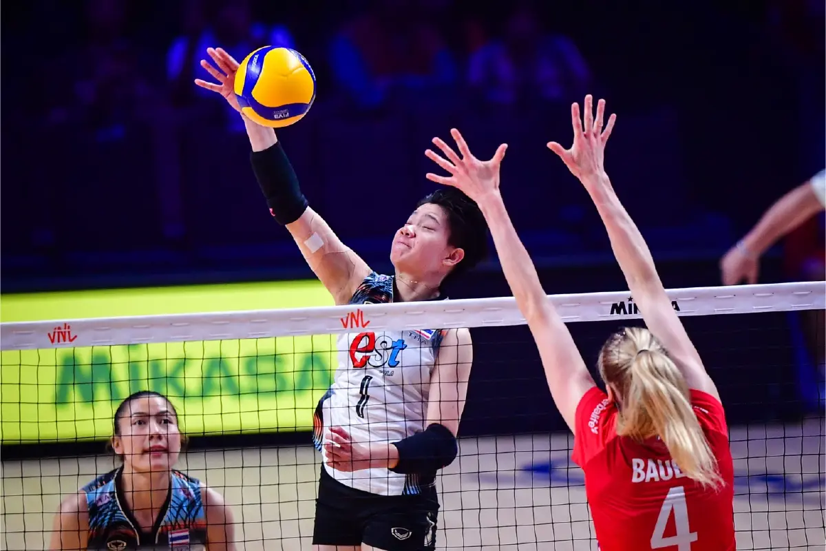 ผลวอลเลย์บอลหญิง เนชั่นส์ ลีก 2024  นักตบสาวไทย ชนะ ฝรั่งเศส 3-2 เซต