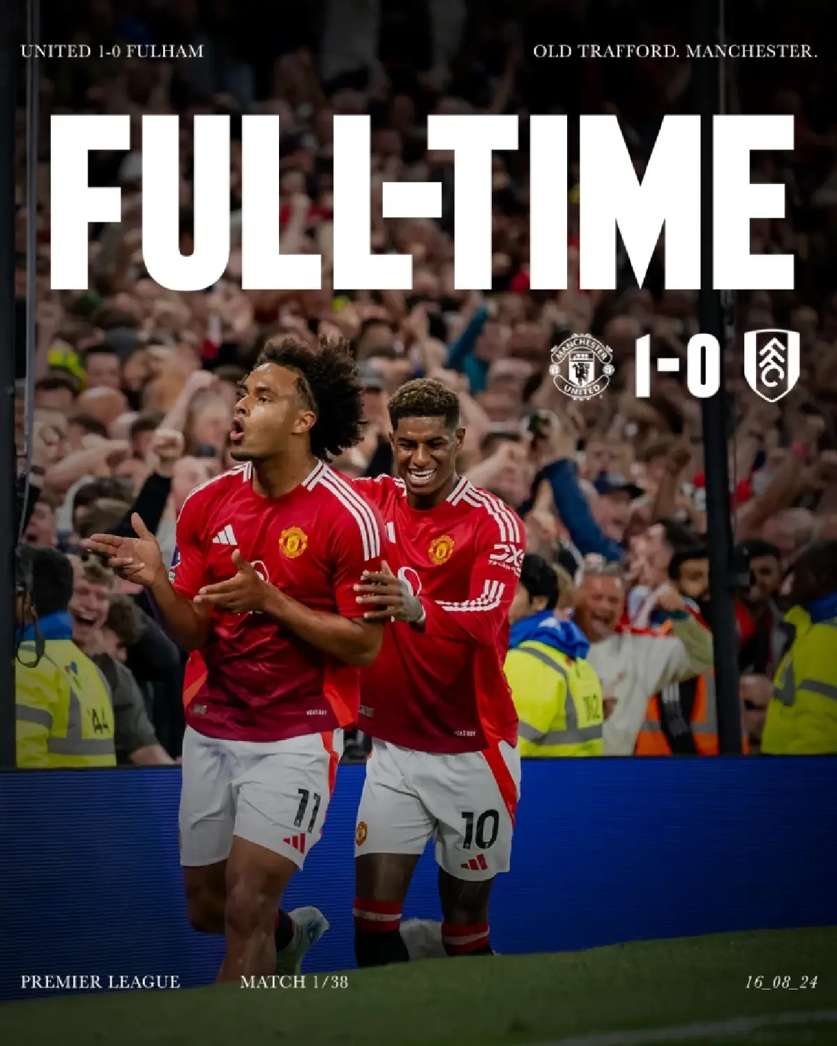 ผลบอลพรีเมียร์ลีก แมนยู ชนะ ฟูแล่ม 1-0 "เซิร์กซี" ประเดิมสนามพังประตูชัย