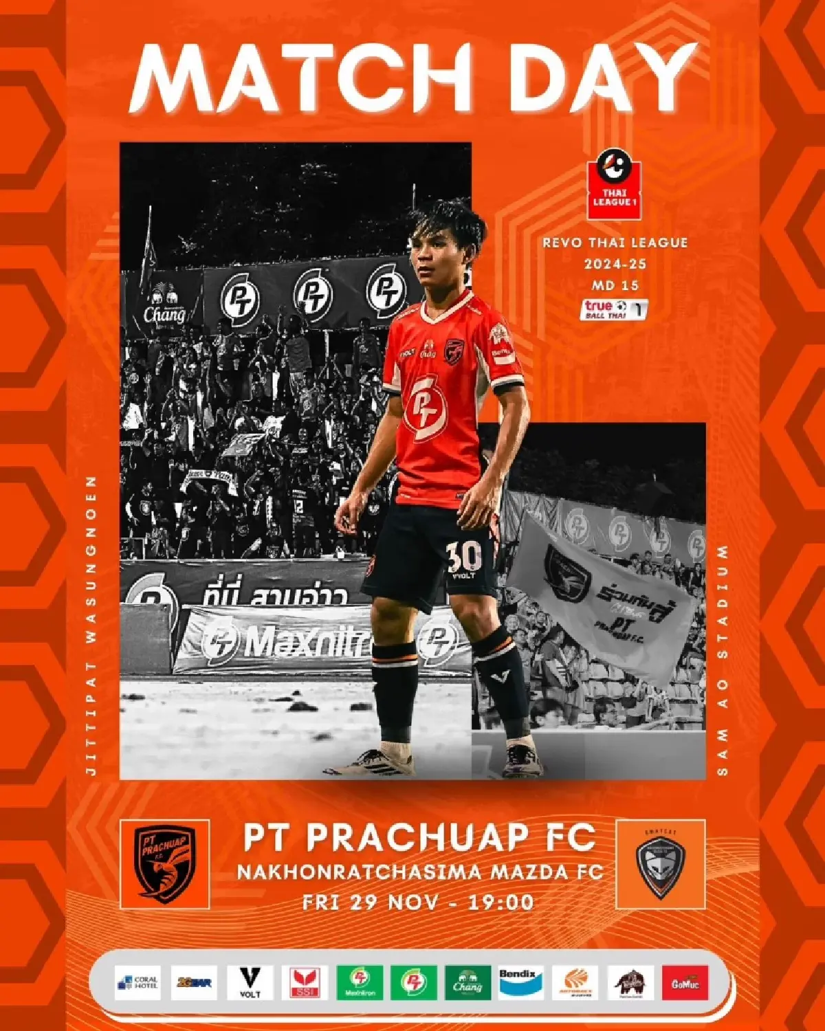 ดูบอลสด ฟุตบอล ไทยลีก พีที ประจวบ VS นครราชสีมา วันที่ 29 พ.ย. 67