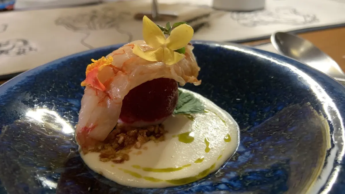 mazara spicy seafood sorbet, horseradish cream