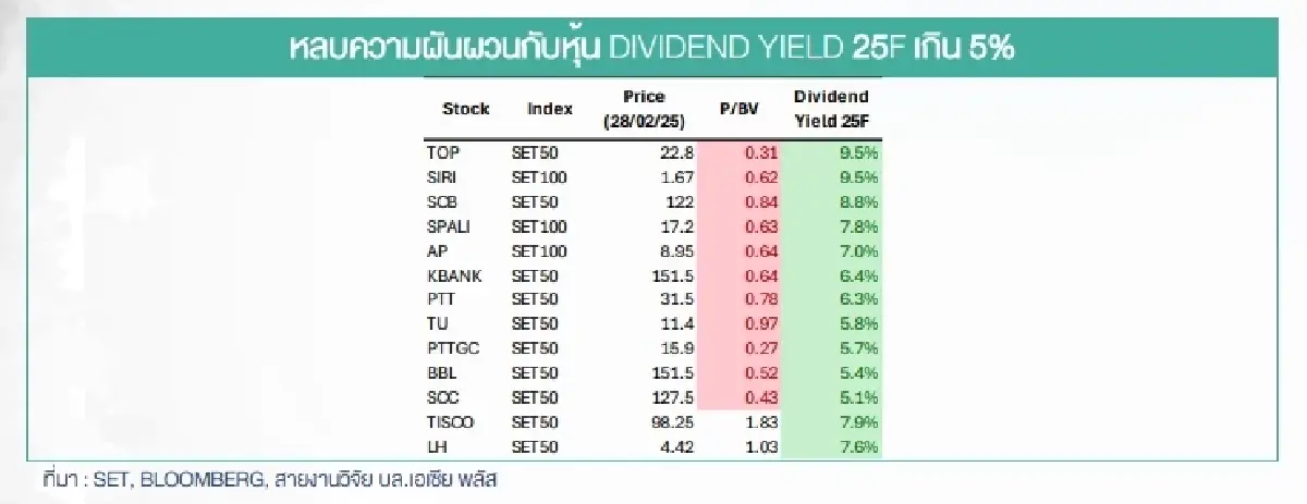 โผ 13 หุ้น ปันผลเกิน 5% หลบภัยตลาดหุ้น 2 เดือน ร่วง 211.8 จุด มูลค่าหด 2.6 ล้านล้าน