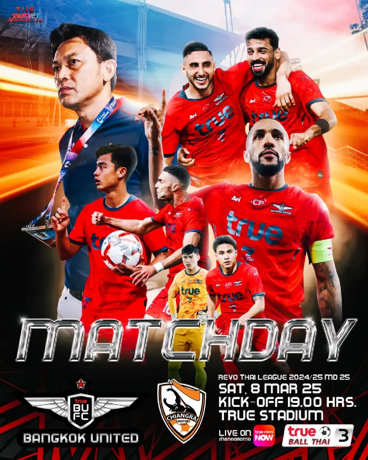 LIVE ดูบอลสด ทรู แบงค็อก VS สิงห์ เชียงราย ไทยลีก ถ่ายทอดสด วันนี้ 8 มี.ค.68