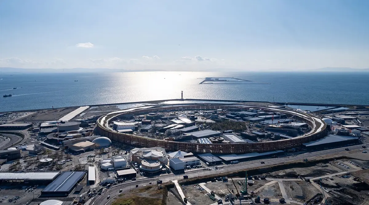 แกรนด์ริง มุมสูงที่มองเห็นอ่าวโอซาก้า ภาพจาก www.expo2025.or.jp