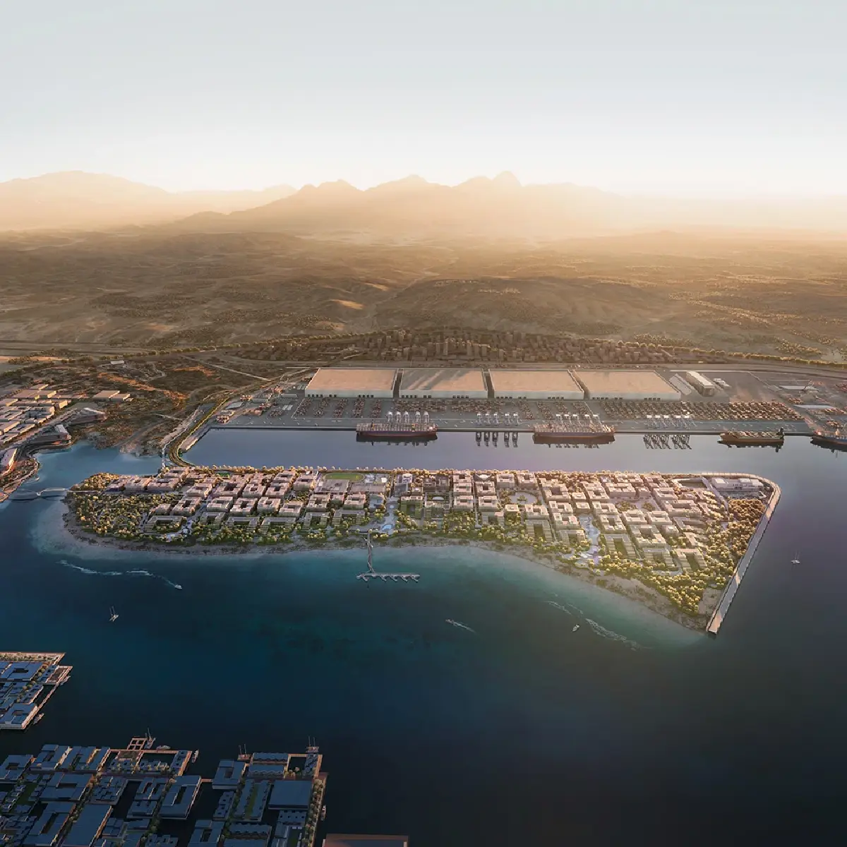 ภาพเสมือนเมืองแปดเหลี่ยม OXAGON จาก NEOM.COM