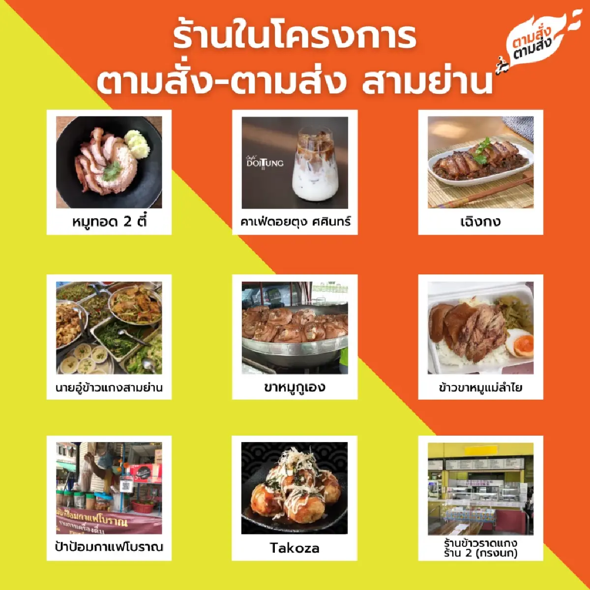 ตัวอย่างร้านอาหารซึ่งเน้นร้านในพื้นที่ใกล้เคียงกัน รวมไปถึงร้านเล็กๆ 