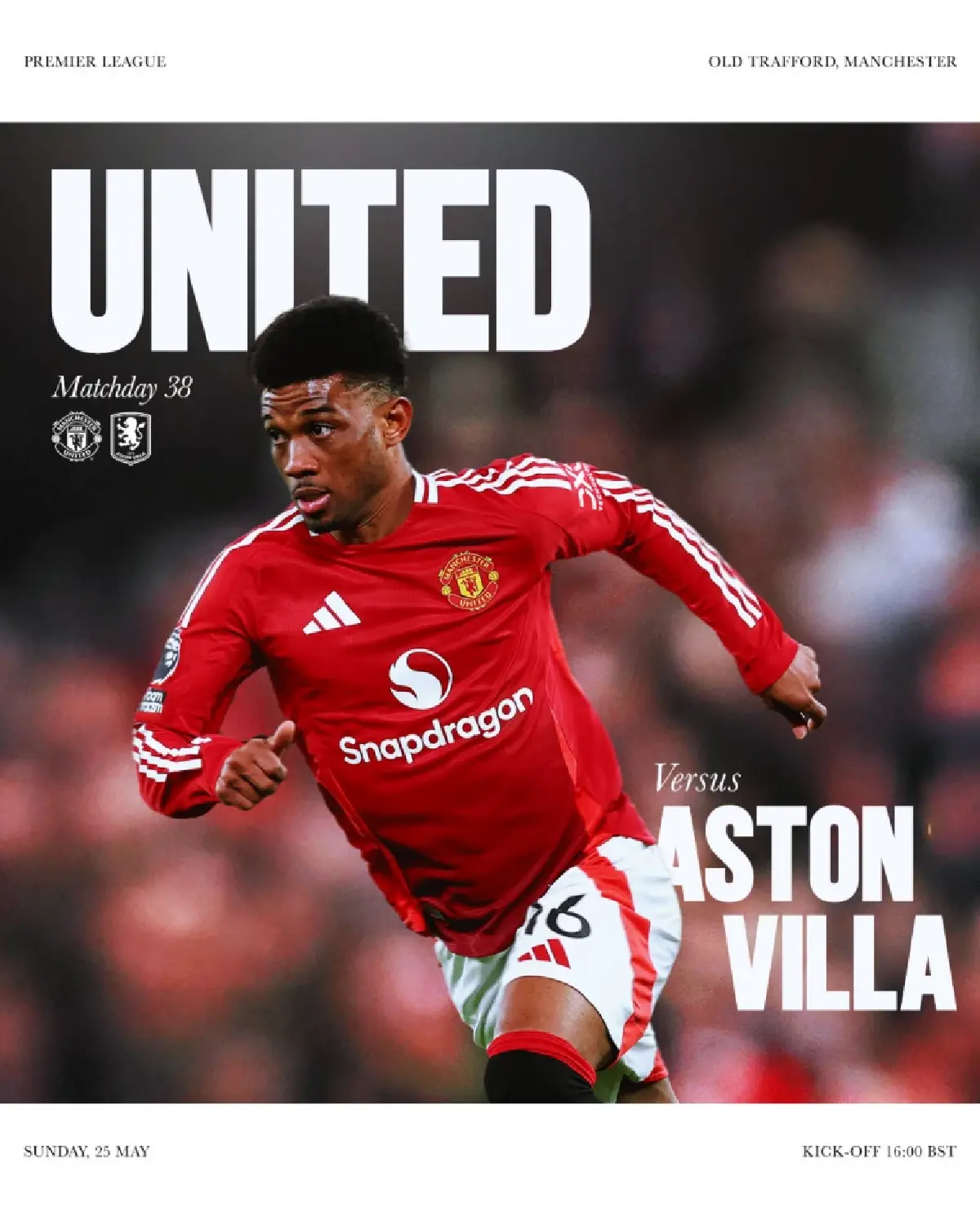 LIVE ดูบอลสด ถ่ายทอดสด แมนยู พบ แอสตัน วิลล่า พรีเมียร์ลีก 25 พ.ค.68