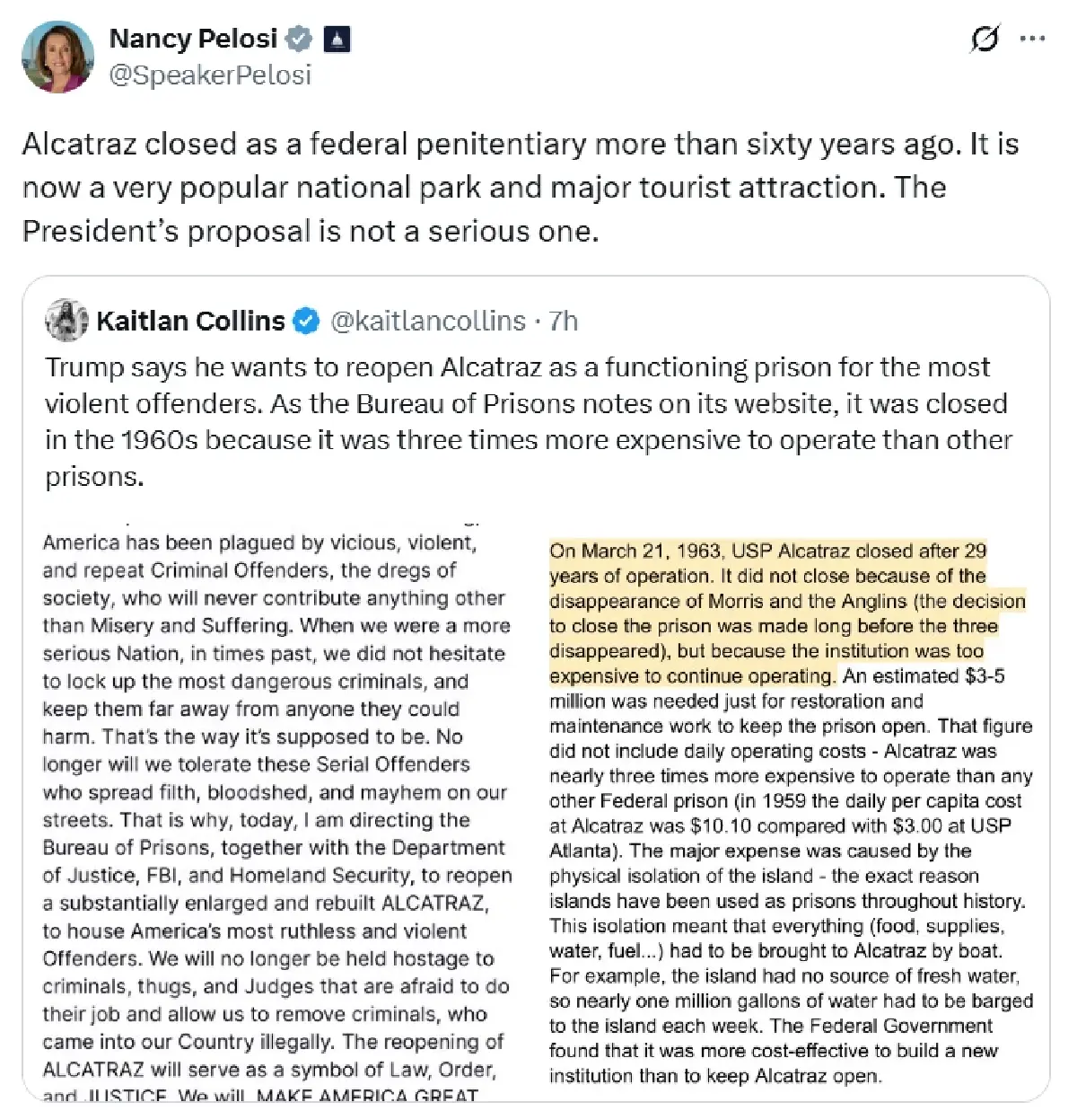 คืนชีพ "อัลคาทราซ" ทรัมป์สั่งเปิดคุกในตำนาน ขังนักโทษตัวเอ้