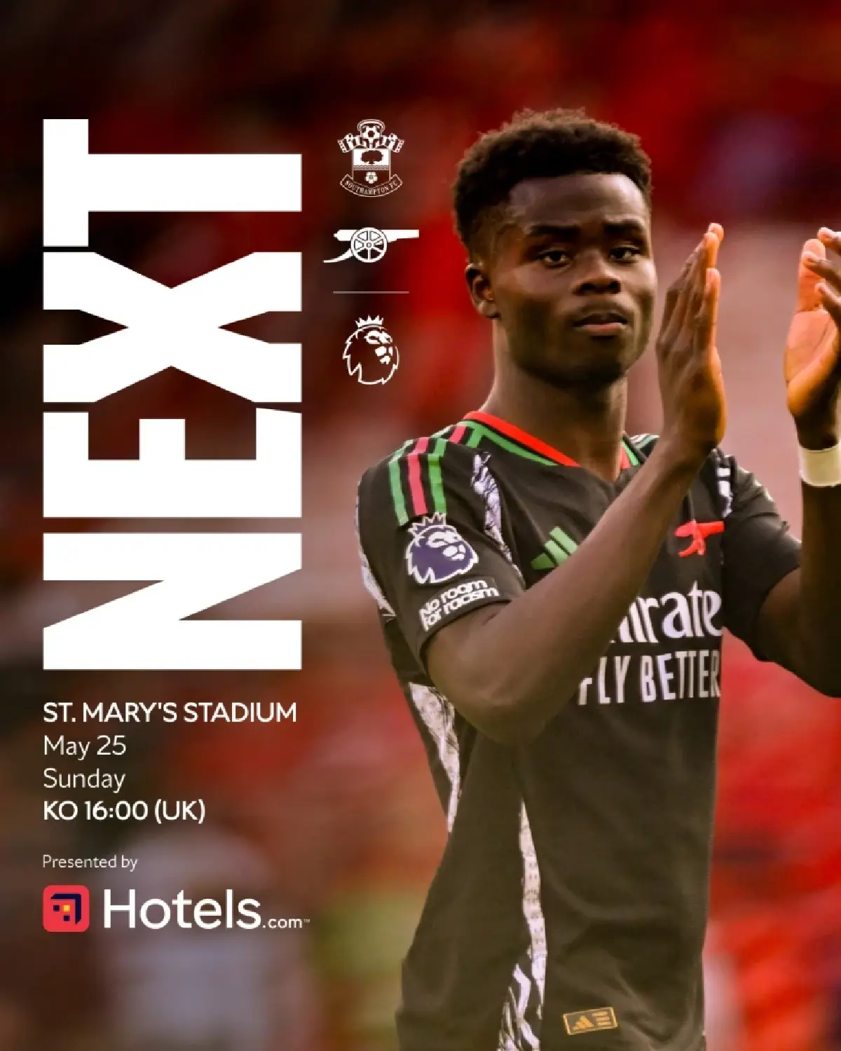 ดูบอลสด ถ่ายทอดสด เซาแธมป์ตัน พบ อาร์เซน่อล พรีเมียร์ลีก 25 พ.ค.68