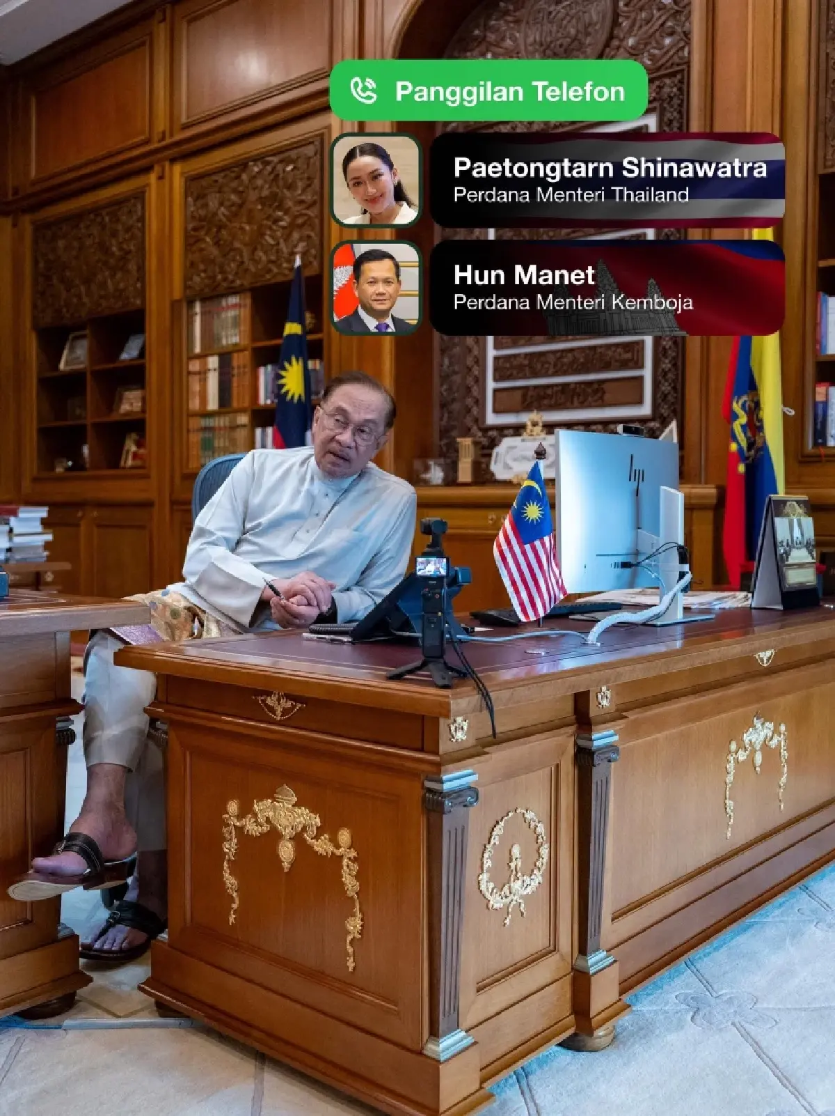 อันวาร์ สายตรง แพทองธาร-ฮุนมาเนต หวังแก้ปัญหาโดยสันติ