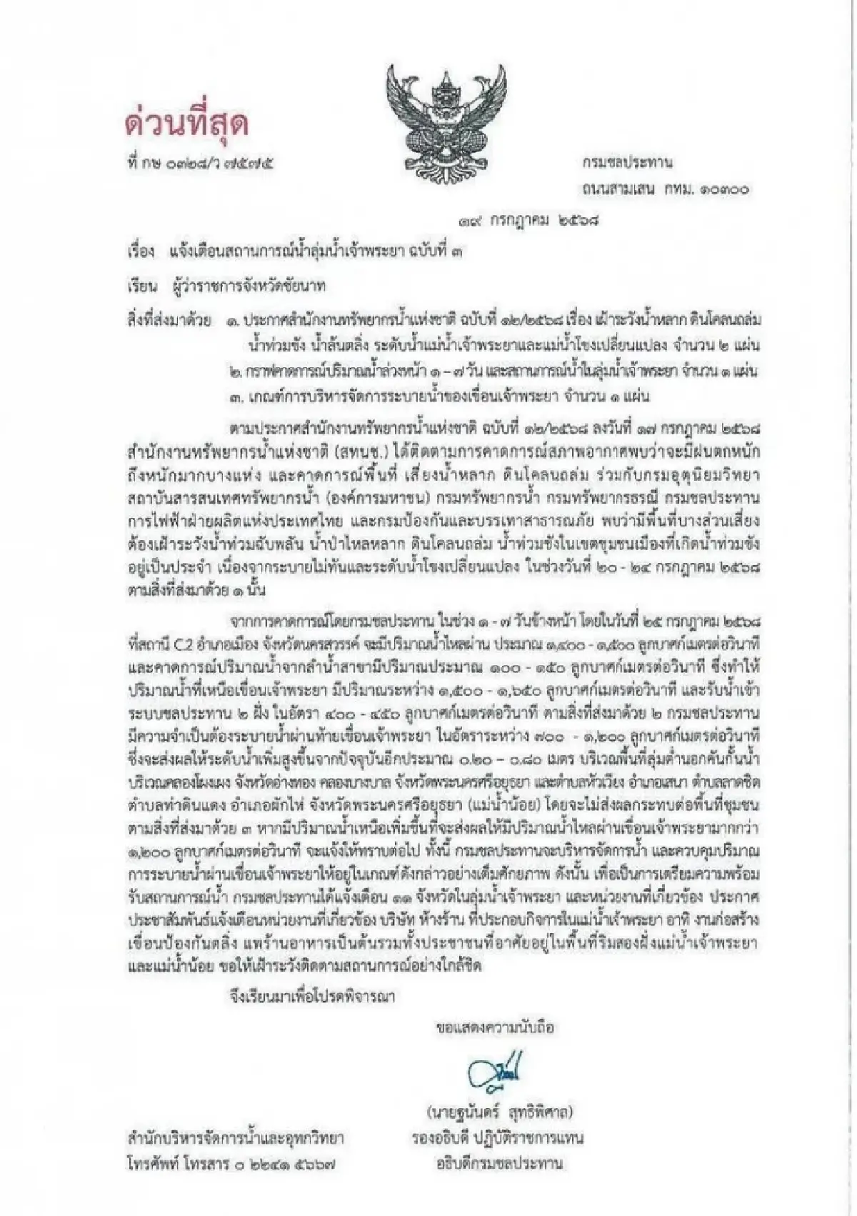 หนังสือ กรมชลประทาน