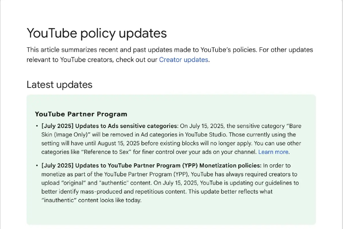 กฎใหม่ 'YouTube' ไม่จ่ายเงินคลิปซ้ำ-ไม่สร้างสรรค์ใหม่  15 ก.ค. นี้