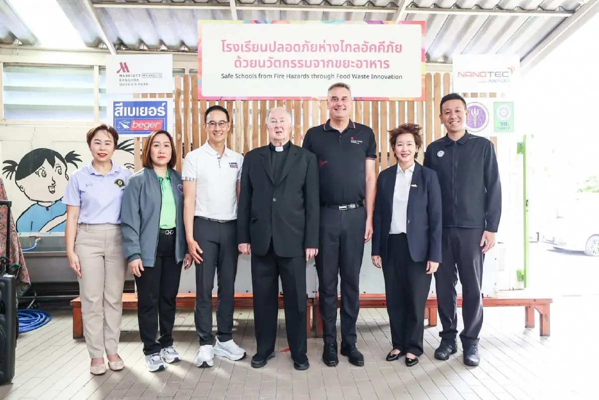 เปลี่ยนเปลือกหอยเป็นสีหน่วงไฟ ยกระดับความปลอดภัยโรงเรียนชุมชน