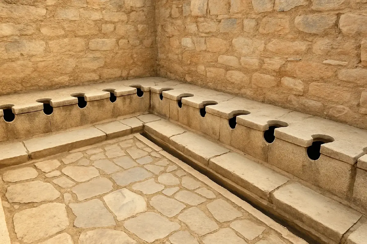 ภาพจำลอง ส้วมรวม ในยุคโรมันโบราณ