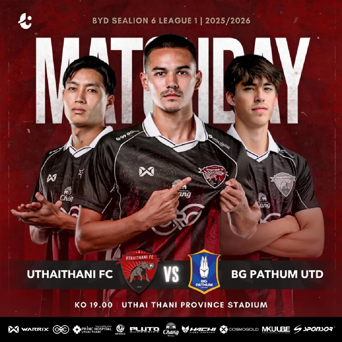 LIVE ถ่ายทอดสด อุทัยธานี พบ บีจี ปทุม ยูไนเต็ด ไทยลีก วันนี้ 12 ก.ย.68