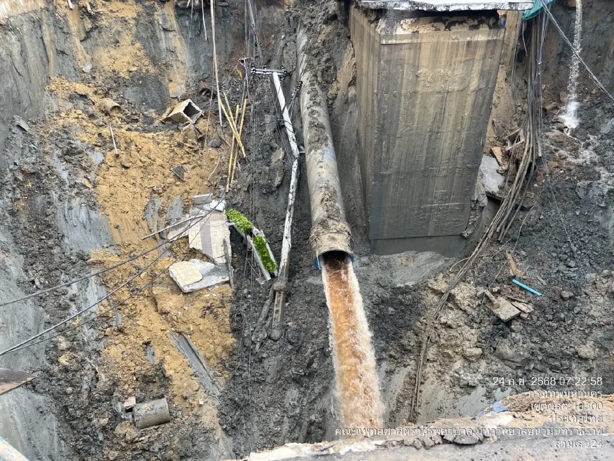 ถนนทรุด ! ปิดเส้นทางหน้ารพ.วชิรพยาบาล รถติดหนัก กรุงธนฯ อัมพาต