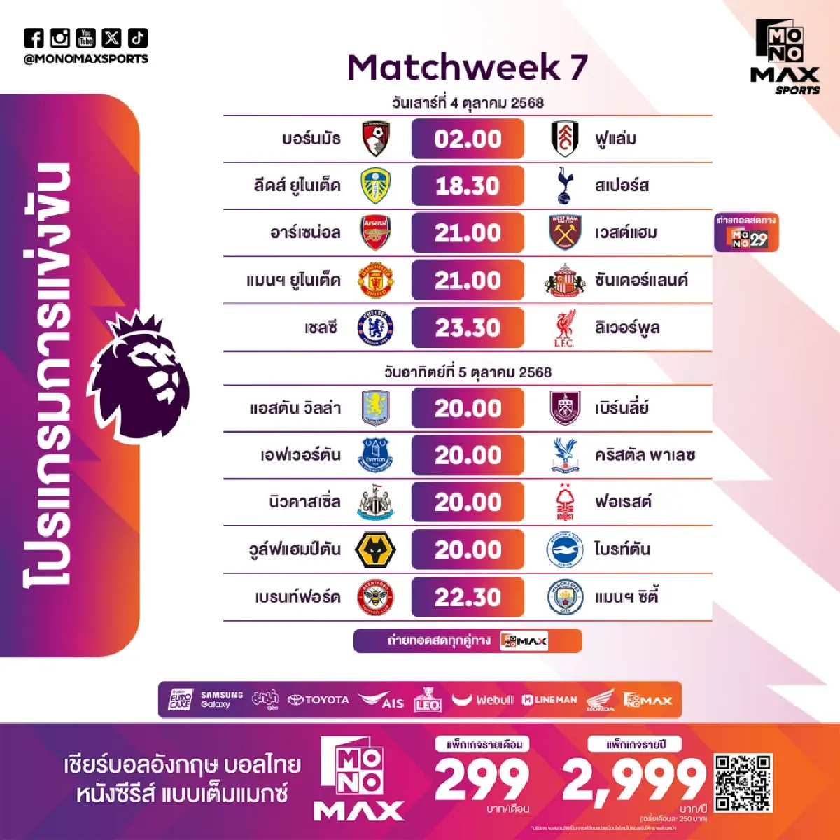 พรีเมียร์ลีกเดือด! เชลซี ปะทะ ลิเวอร์พูล, อาร์เซน่อล ดวล เวสต์แฮม