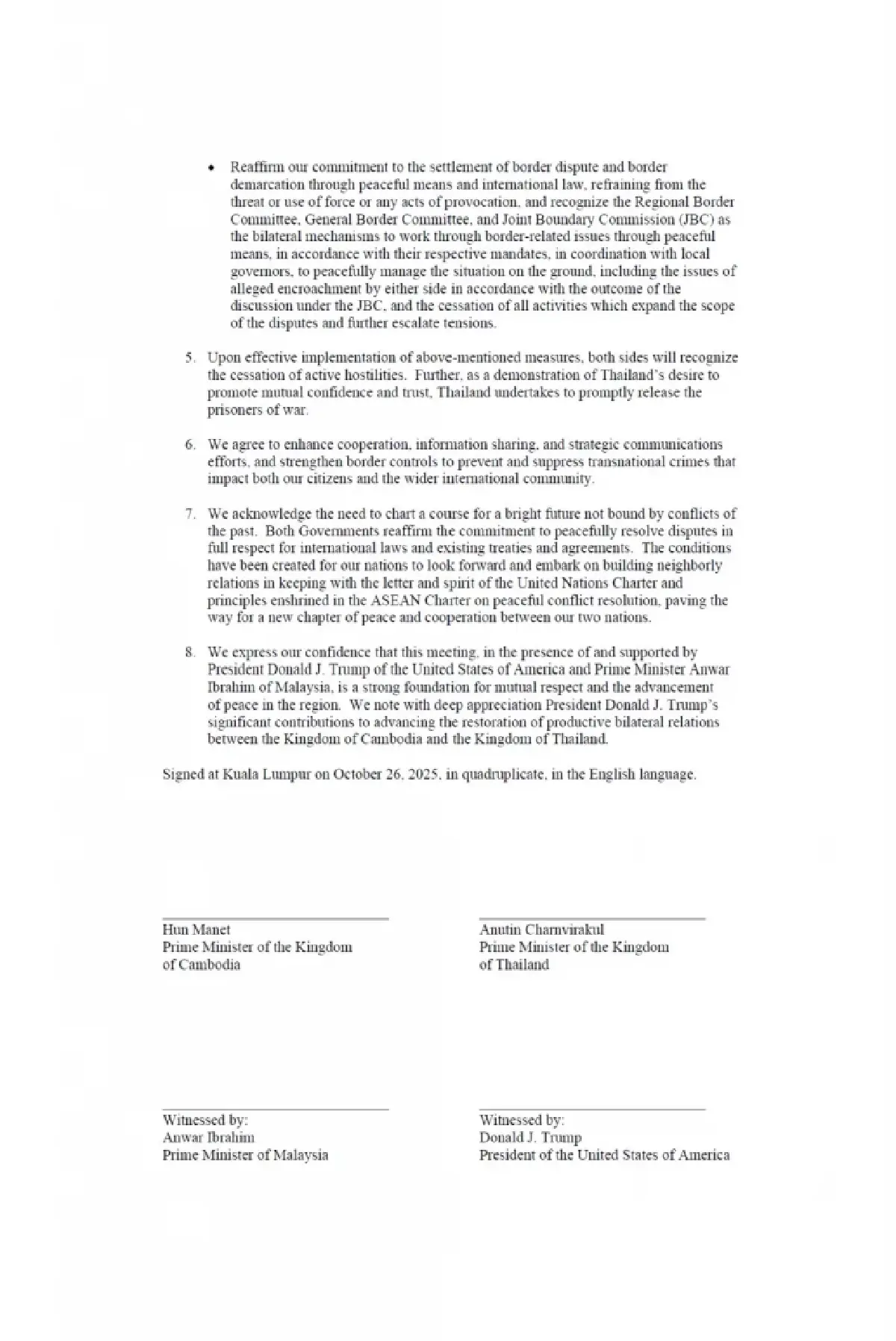 เปิดเอกสารฉบับเต็ม  'การลงนามสันติภาพระหว่าง ไทย-กัมพูชา'